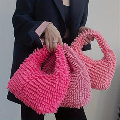 Women's Faux Fur Hobo Bag Plush Clutch Purse