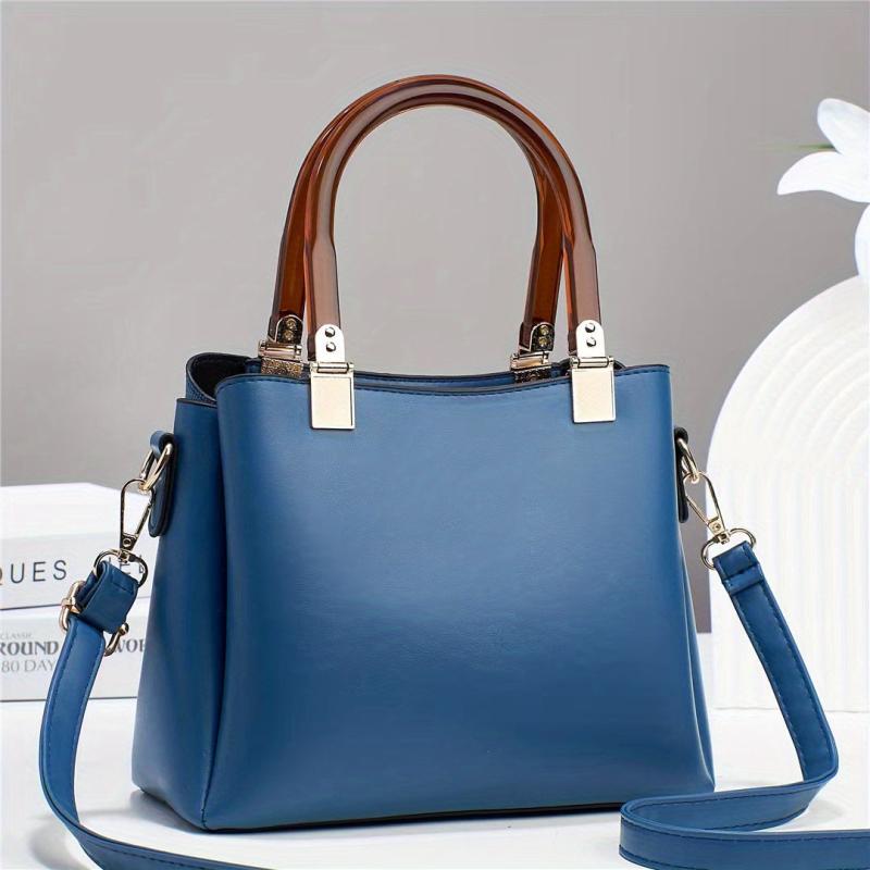 Double Handle Tote Bag PU Crossbody Bag Women's Office & Work Purse