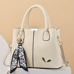 Large Capacity Tote Satchel Bag PU Leather Textured Shoulder Bag