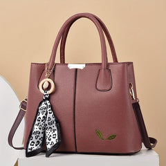 Large Capacity Tote Satchel Bag PU Leather Textured Shoulder Bag