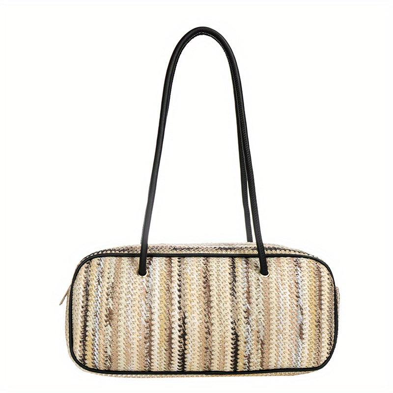 Colorful Straw Shoulder Bag Niche Underarm Bag For Travel
