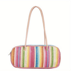 Colorful Straw Shoulder Bag Niche Underarm Bag For Travel