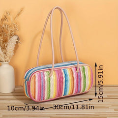 Colorful Straw Shoulder Bag Niche Underarm Bag For Travel