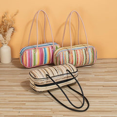 Colorful Straw Shoulder Bag Niche Underarm Bag For Travel