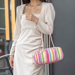 Colorful Straw Shoulder Bag Niche Underarm Bag For Travel