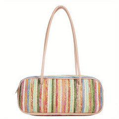 Colorful Straw Shoulder Bag Niche Underarm Bag For Travel