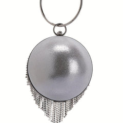 Rhinestone Evening Satchel Bag with Ring Handle Tassel