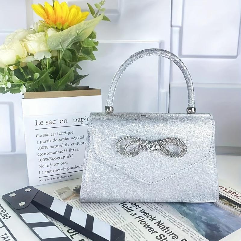 Glitter Bowknot Satchel Bag Evening Party Banquet Bag