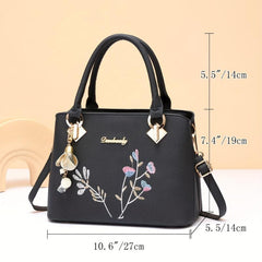 Flower Embroidery Handbag Crossbody Bag Women's Top Handle Purse
