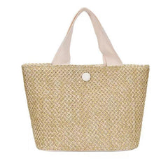 Straw Beach Bag with Snap Button - Women's Handbag for Holiday