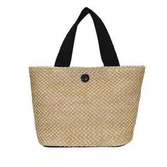 Straw Beach Bag with Snap Button - Women's Handbag for Holiday