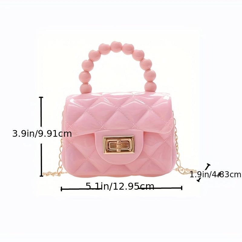 Argyle Pattern Mini Square Bag with Turn Lock Satchel Chain Bag