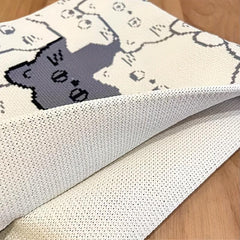 Cat Pattern Woven Handbag Fabric Crochet Niche Tote Bag