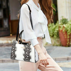 Crocodile Pattern Top Handle Crossbody Bag PU Leather Textured Bag Purse