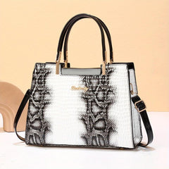 Crocodile Pattern Top Handle Crossbody Bag PU Leather Textured Bag Purse