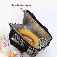 Checkered Handbag Lunch Box Bag Large Capacity Travel Picnic Bag