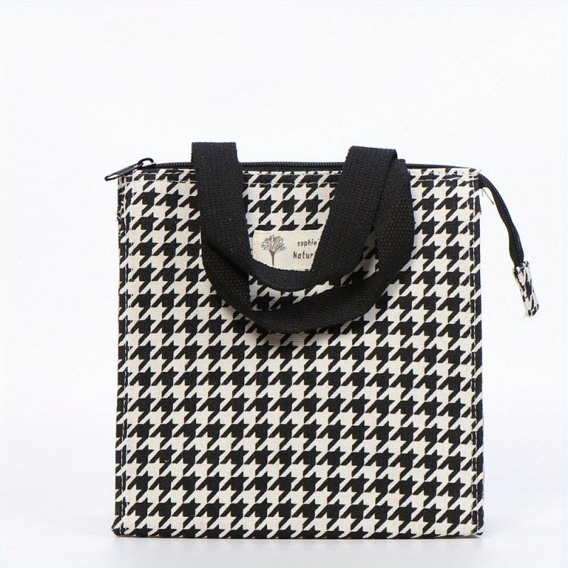 Checkered Handbag Lunch Box Bag Large Capacity Travel Picnic Bag