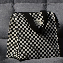 Checkered Handbag Lunch Box Bag Large Capacity Travel Picnic Bag