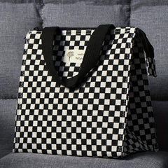 Checkered Handbag Lunch Box Bag Large Capacity Travel Picnic Bag