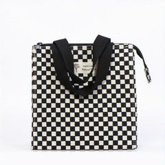 Checkered Handbag Lunch Box Bag Large Capacity Travel Picnic Bag