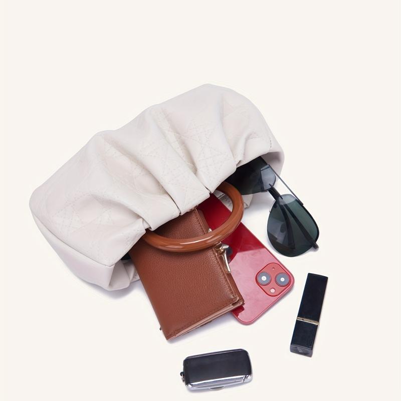 Cloud Pleated Clutch Bag Top Handle Satchel Women's Evening Handbag