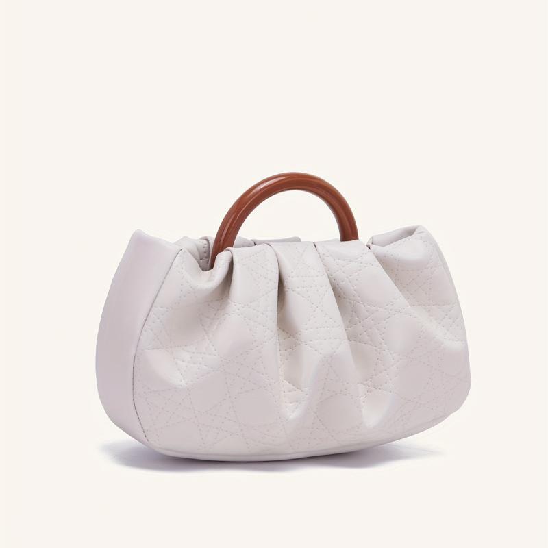 Cloud Pleated Clutch Bag Top Handle Satchel Women's Evening Handbag