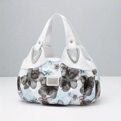 Flower Print Handbag For Women - PU Leather Tote Bag
