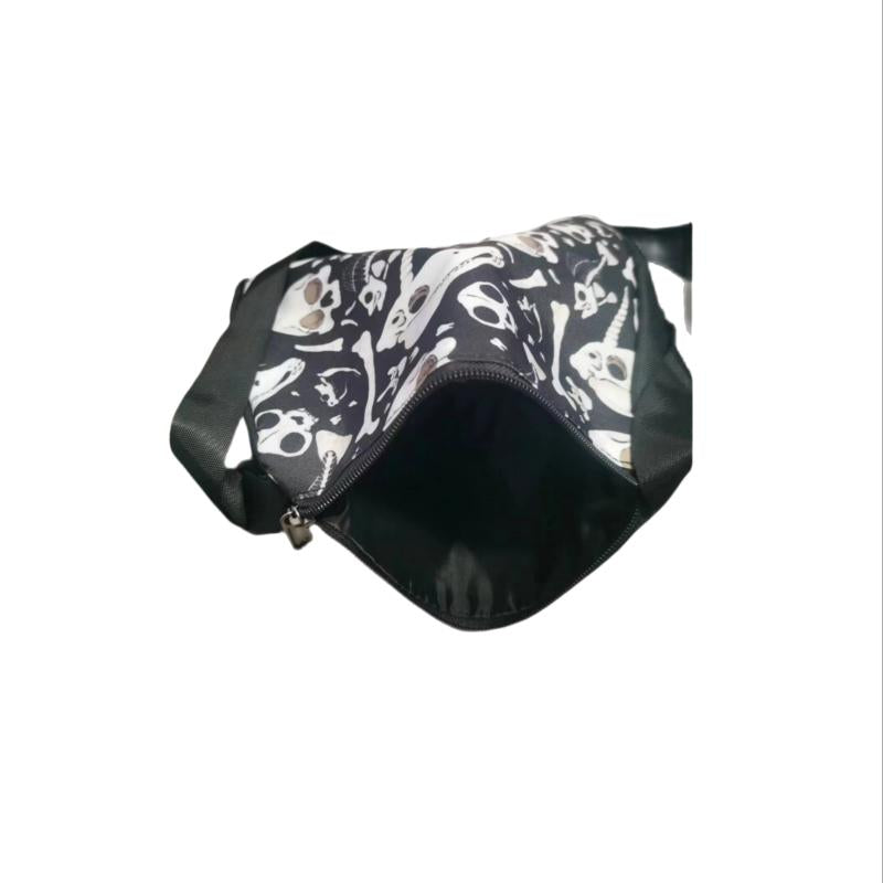 Skull Print Handbag For Women Square Shoulder Bag Halloween Party Tote Bag