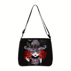 Skull Print Handbag For Women Square Shoulder Bag Halloween Party Tote Bag