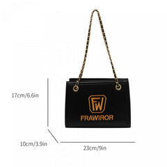 Metal Chain Crossbody Bag PU Leather Textured Underarm Bag