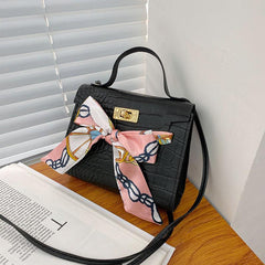 Mini Crocodile Pattern Satchel Crossbody Bag PU Leather Textured Bag Purse