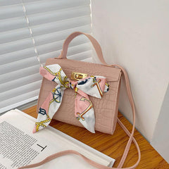 Mini Crocodile Pattern Satchel Crossbody Bag PU Leather Textured Bag Purse