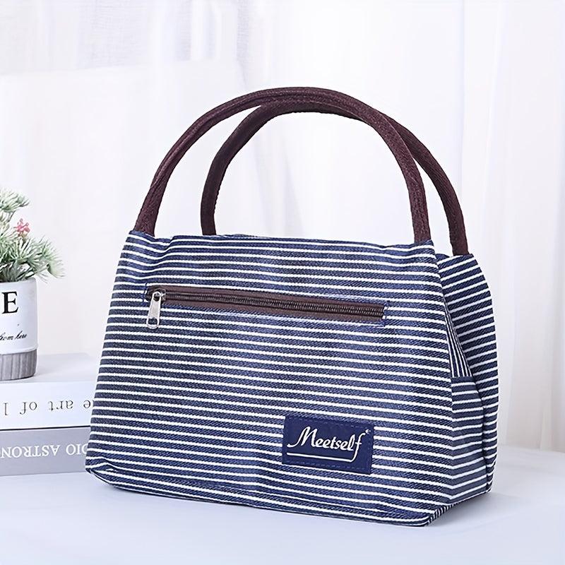 Insulated Lunch Bag Portable Zipper Handbag