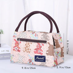 Insulated Lunch Bag Portable Zipper Handbag