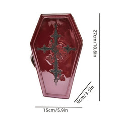 Gothic Cross Embroidered Decor Handbag Coffin Shaped Tote Bag Punk Y2K Purse