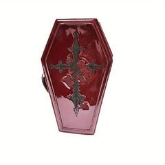 Gothic Cross Embroidered Decor Handbag Coffin Shaped Tote Bag Punk Y2K Purse