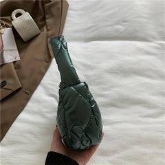 Puffer Quilted Women Shoulder Bag Metallic Underarm Purse Glossy Handbag