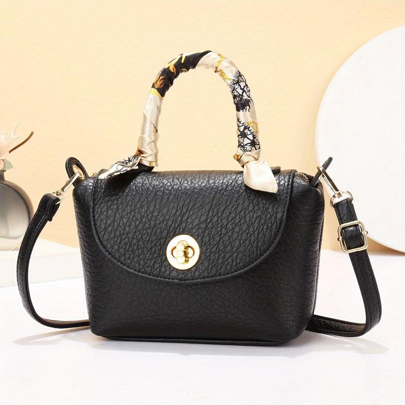 Classic Turn Lock Satchel Bag Solid Shoulder Bag For Work