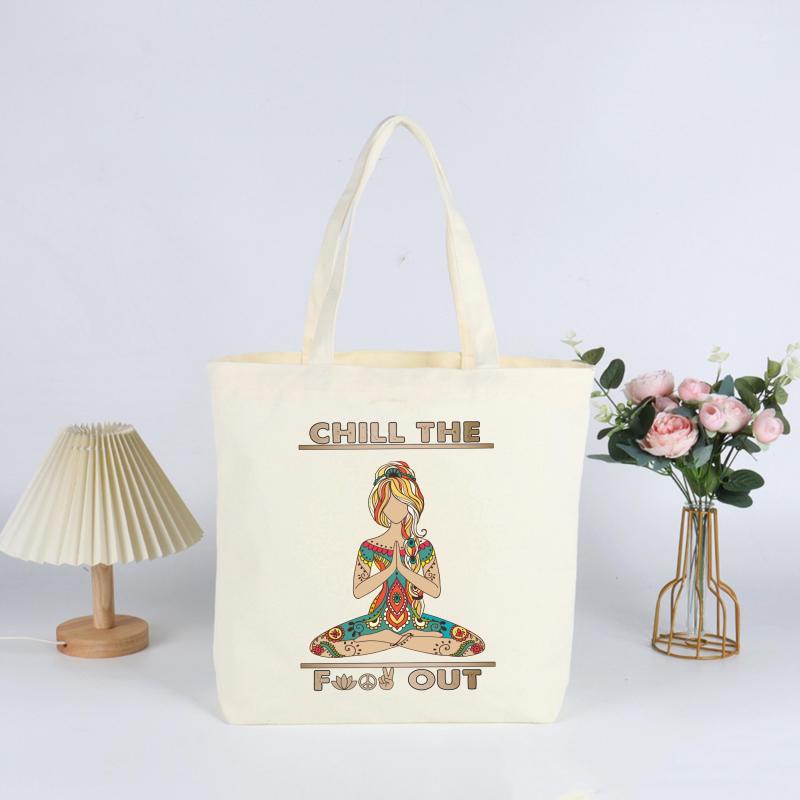 Canvas Tote Bag Yoga Shoulder Bag Large Capacity Shopping Bag
