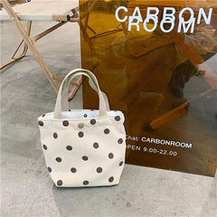 Small Dots Pattern Corduroy Tote Bag Lightweight Handbag