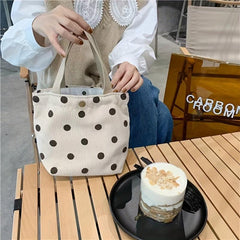 Small Dots Pattern Corduroy Tote Bag Lightweight Handbag
