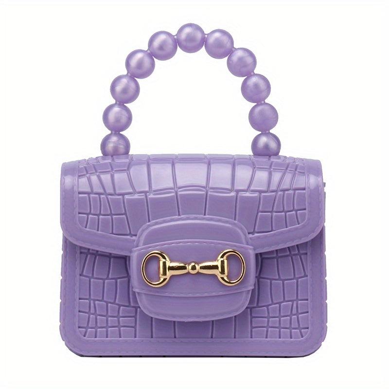 Candy Bead Handle Handbag Makeup Organizer Lightweight Portable Coin Purse