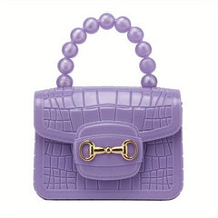 Candy Bead Handle Handbag Makeup Organizer Lightweight Portable Coin Purse