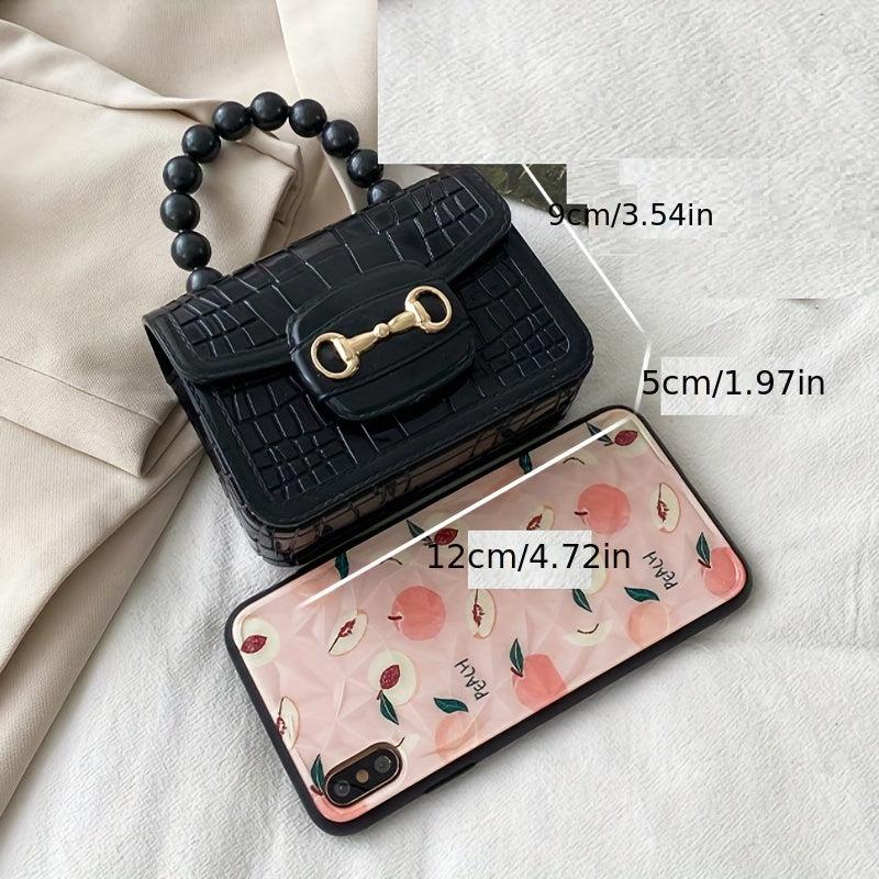 Candy Bead Handle Handbag Makeup Organizer Lightweight Portable Coin Purse
