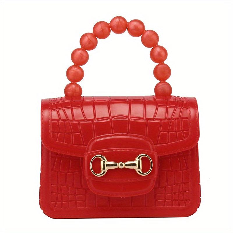 Candy Bead Handle Handbag Makeup Organizer Lightweight Portable Coin Purse