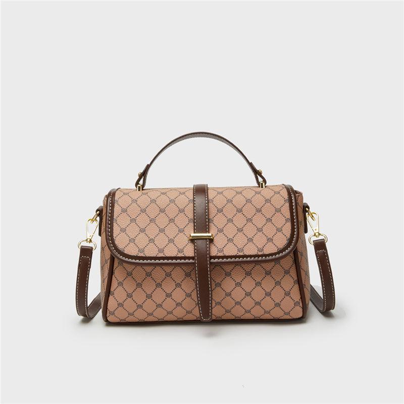 Vintage Geometric Saddle Bag Retro PU Crossbody Bag Classic Handbag