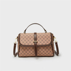 Vintage Geometric Saddle Bag Retro PU Crossbody Bag Classic Handbag