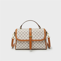Vintage Geometric Saddle Bag Retro PU Crossbody Bag Classic Handbag