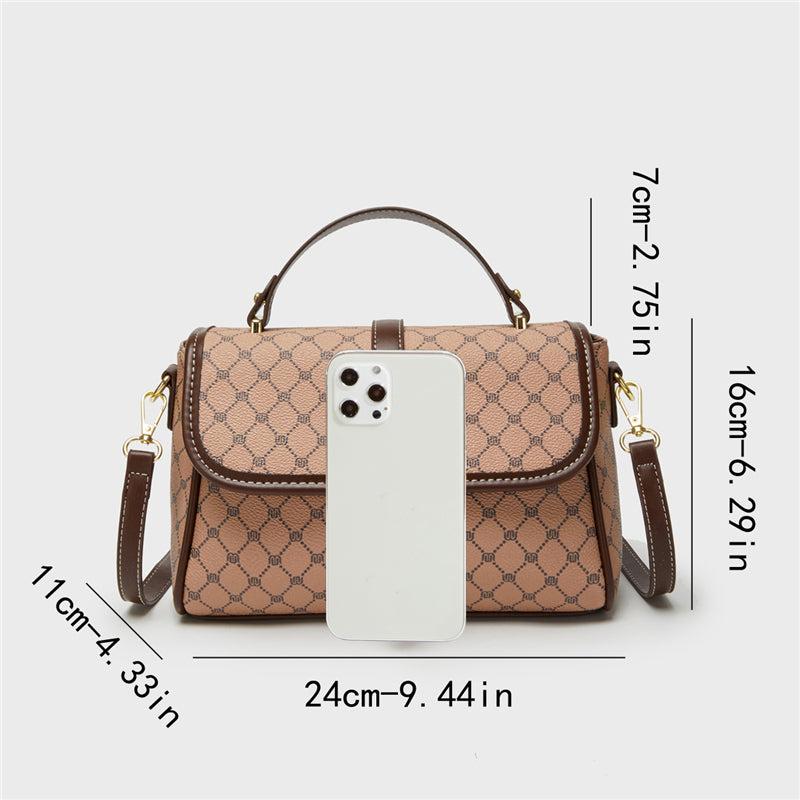 Vintage Geometric Saddle Bag Retro PU Crossbody Bag Classic Handbag