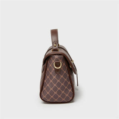 Vintage Geometric Saddle Bag Retro PU Crossbody Bag Classic Handbag
